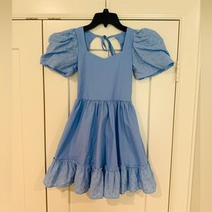 Peixoto Sky Blue Girls Puff Sleeve Dress